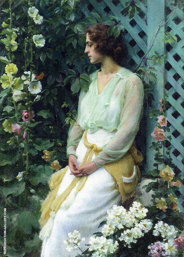Green Lattice by Charles Courtney Curran | Oil Painting Reproduction