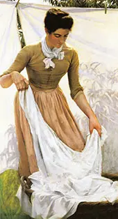 Hanging Out Linen By Charles Courtney Curran