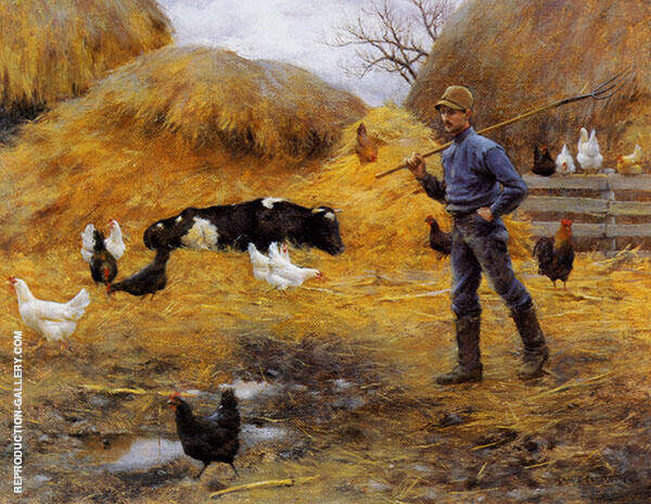 In The Barnyard by Charles Courtney Curran | Oil Painting Reproduction