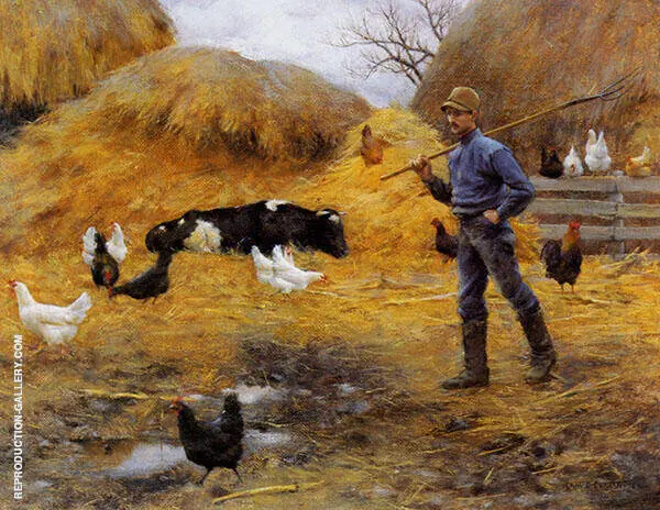 In The Barnyard By Charles Courtney Curran