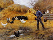 In The Barnyard By Charles Courtney Curran