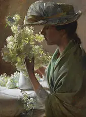Lady with Bouquet By Charles Courtney Curran