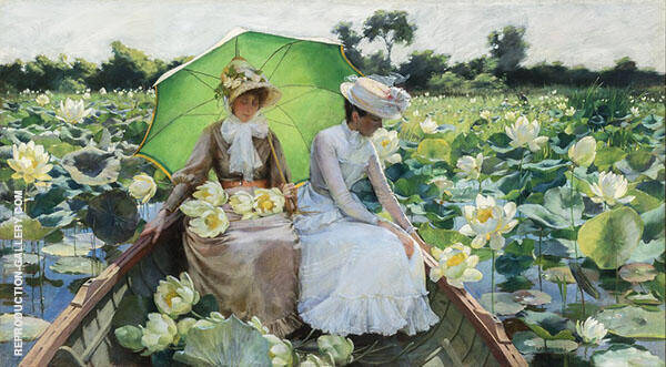Lotus Lilies 1888 by Charles Courtney Curran | Oil Painting Reproduction