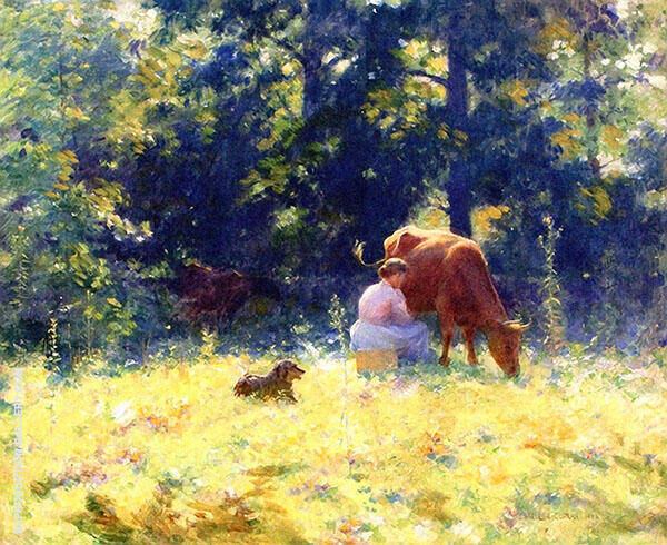 Milking Time 1889 by Charles Courtney Curran | Oil Painting Reproduction