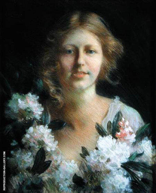 Portrait of Lady with Flowers | Oil Painting Reproduction