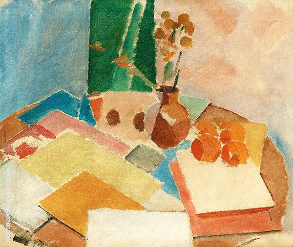 Still Life with Flowers Fruits and Books By Karl Isakson