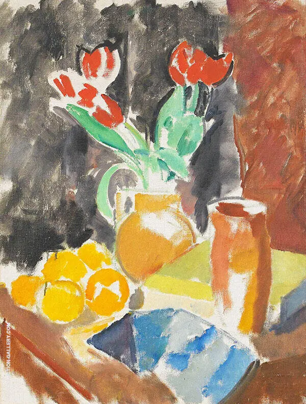 Nature Morte with Tulips and Oranges By Karl Isakson