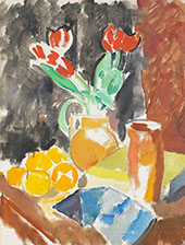 Nature Morte with Tulips and Oranges By Karl Isakson