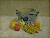 Still Life with Grey Jar Apples and Bananas By Karl Isakson