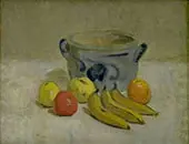 Still Life with Grey Jar Apples and Bananas By Karl Isakson