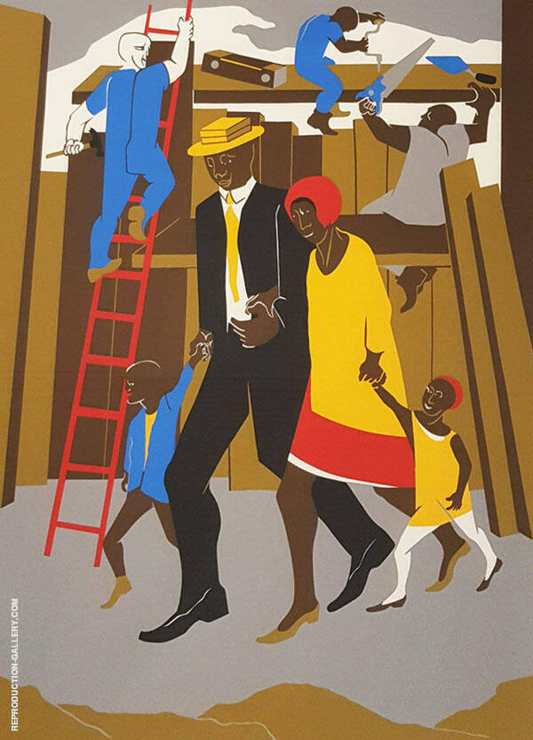 The Builders The Family 1974 by Jacob Lawrence | Oil Painting Reproduction
