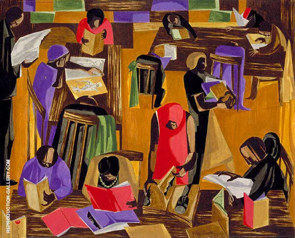 The Library 1960 By Jacob Lawrence