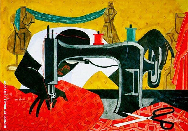 The Seamstress 1946 by Jacob Lawrence | Oil Painting Reproduction