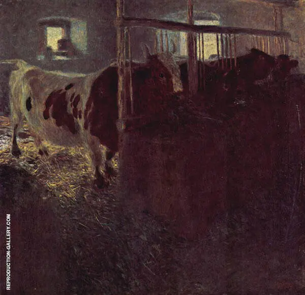 Cows in a Barn 1899 By Gustav Klimt