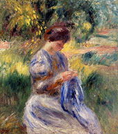 The Embroiderer aka Woman Embroidering in a Garden 1898 By Pierre Auguste Renoir