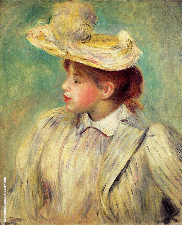Young Woman in a Straw Hat Oil Painting Reproduction