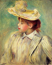 Young Woman in a Straw Hat By Pierre Auguste Renoir