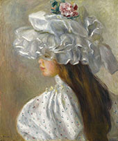 Young Woman in White Head 1892 By Pierre Auguste Renoir