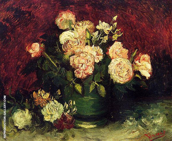 Bowl with Peonies and Roses 1886 | Oil Painting Reproduction