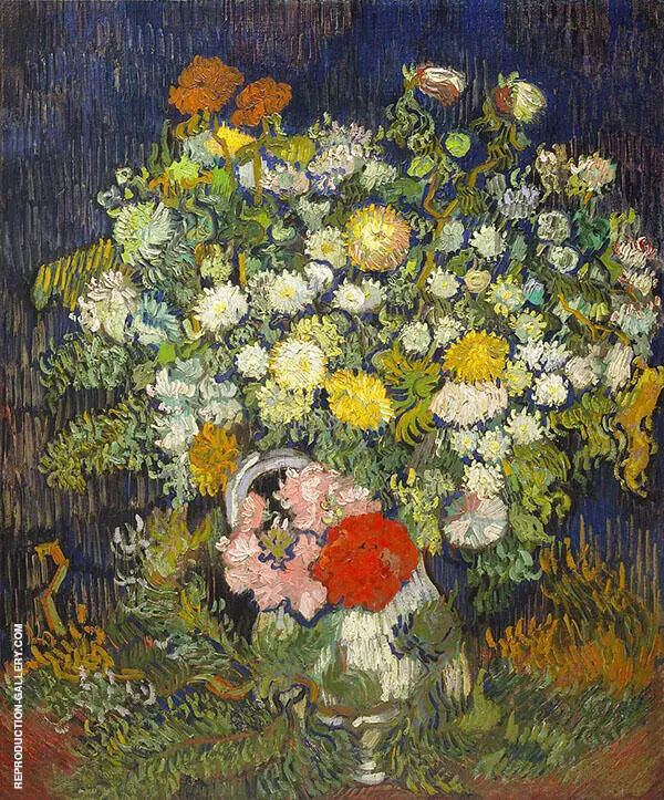 Chrysanthemums and Wild Flowers in a Vase By Vincent van Gogh