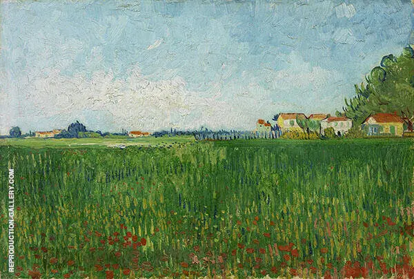 Farmhouses in a Wheat Field near Arles By Vincent van Gogh