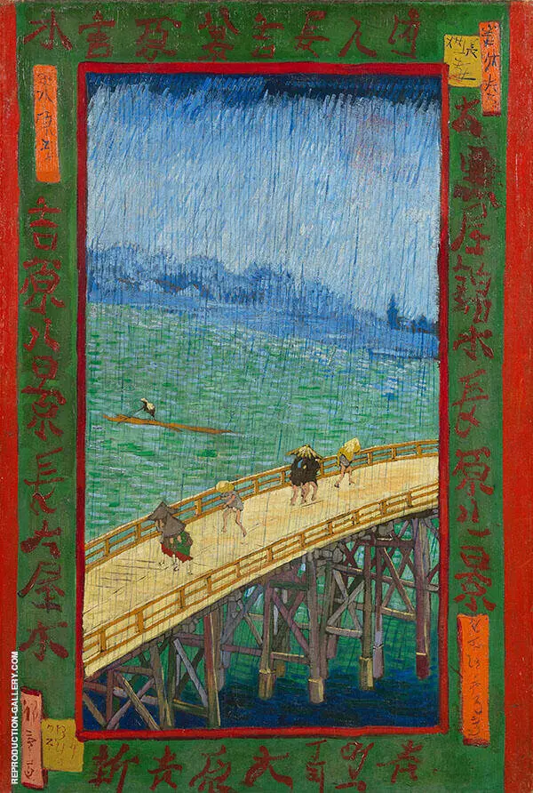 Japonaiserie Bridge in the Rain By Vincent van Gogh