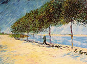 Walk Along the Banks of the Seine Near Asnieres By Vincent van Gogh