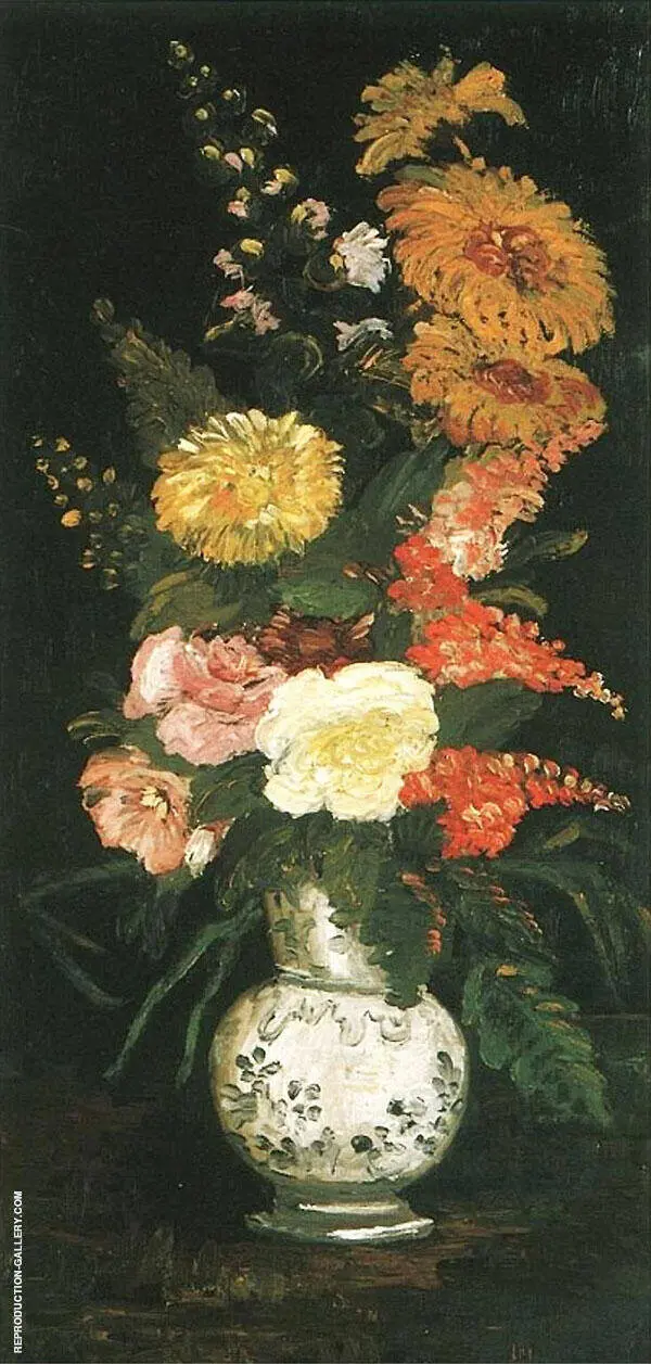 Vase with Asters Salvia and Other Flowers By Vincent van Gogh