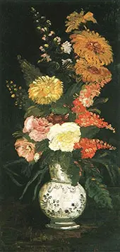 Vase with Asters Salvia and Other Flowers By Vincent van Gogh