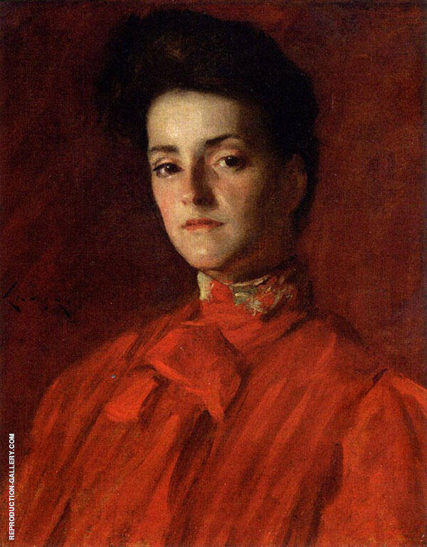 A Lady in Red by William Merritt Chase | Oil Painting Reproduction