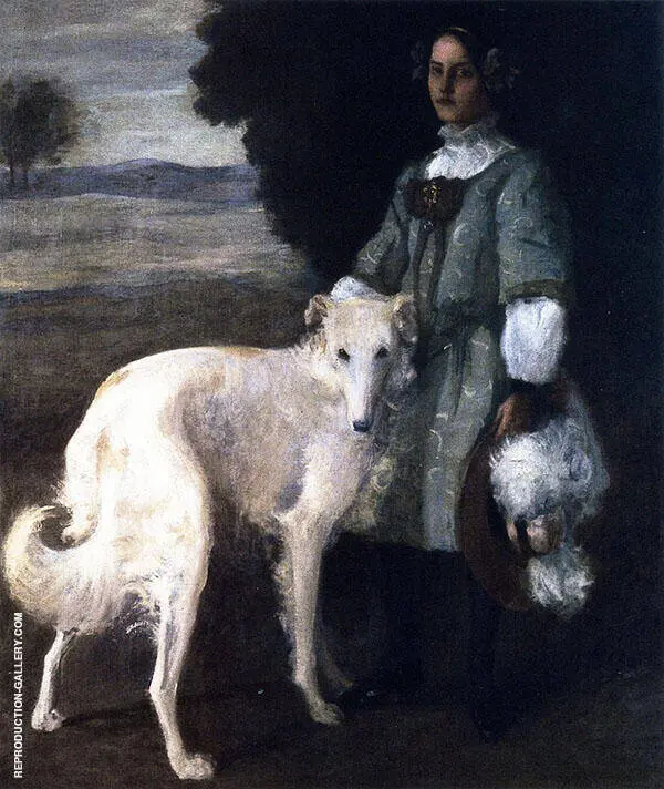 Alice with Wolfhound By William Merritt Chase