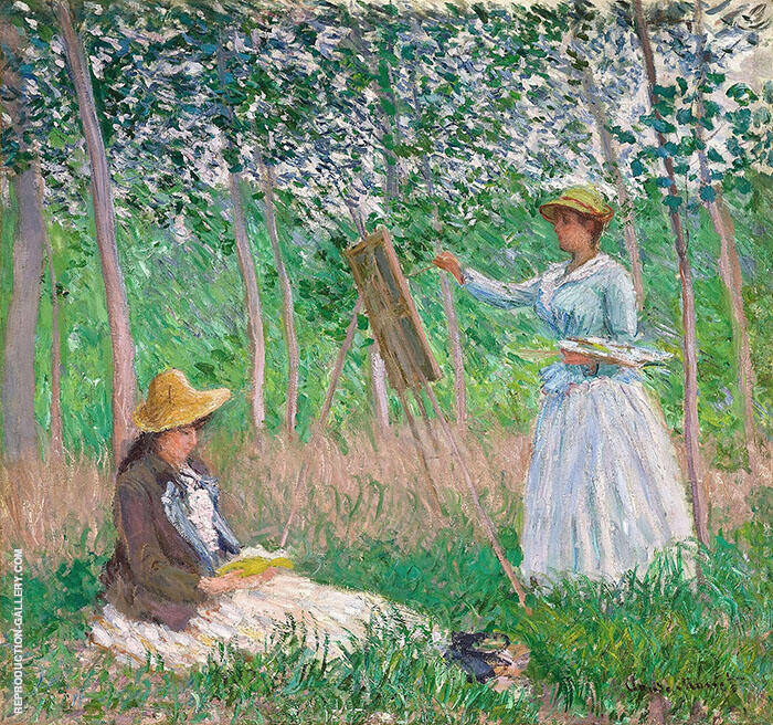Suzanne Reading and Blanche Painting by the Marsh Giverny 1887 | Oil Painting Reproduction