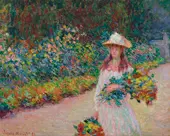 Young Girl in the Garden Giverny 1888 By Claude Monet