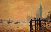 The Thames Below Westminster Sunset 1871 By Claude Monet