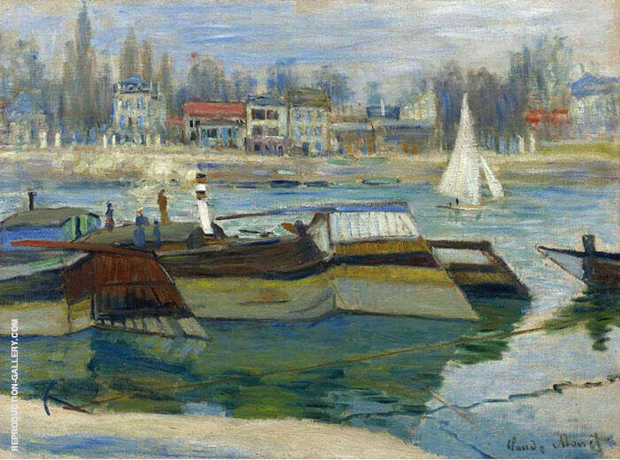 The Boats in Asnieres 1873 by Claude Monet | Oil Painting Reproduction