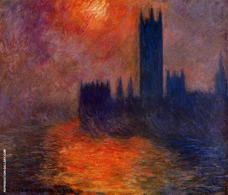 Houses of Parliament Sunset c1900 | Oil Painting Reproduction