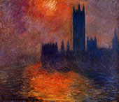 Houses of Parliament Sunset c1900 By Claude Monet