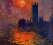 Houses of Parliament Sunset c1900 By Claude Monet