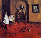 Children Playing Parlor Croquet By William Merritt Chase