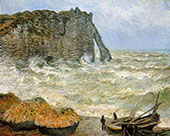 Etretat Rough Seas 1883 By Claude Monet