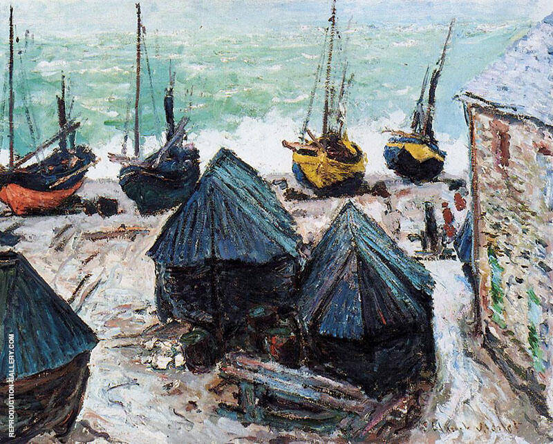 Boats on the Beach Etretat 1885 | Oil Painting Reproduction