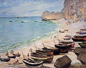 Boats on the Beach at Etretat 1883 By Claude Monet