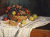 Basket with Apples and Grapes 2879 By Claude Monet