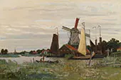 Windmill at Zaandam 1871 By Claude Monet