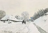 A Cart on the Snowy Road at Honfleur 1865 By Claude Monet
