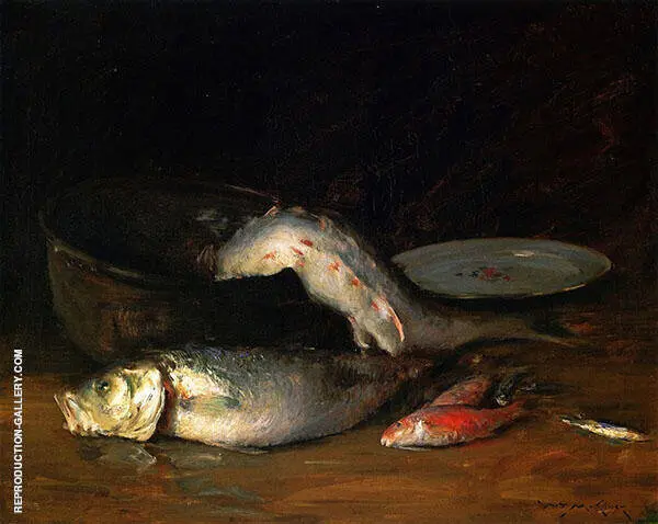 Big Copper Kettle and Fish By William Merritt Chase