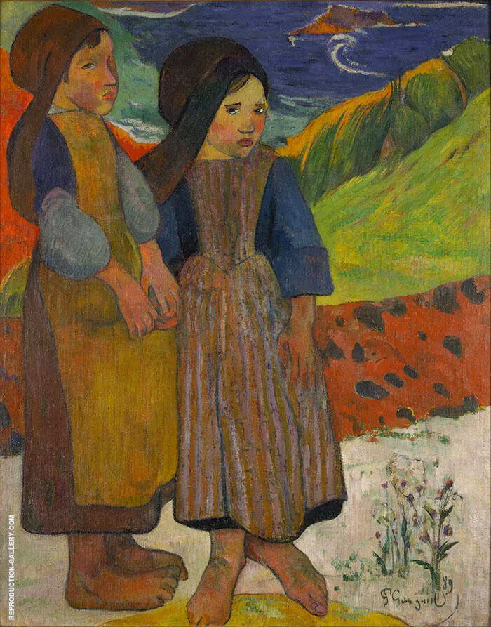 Breton Girls by the Sea 1889 By Paul Gauguin