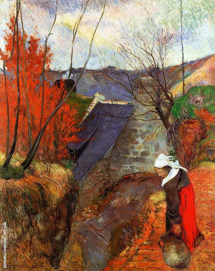 Breton Woman with Pitcher 1888 By Paul Gauguin