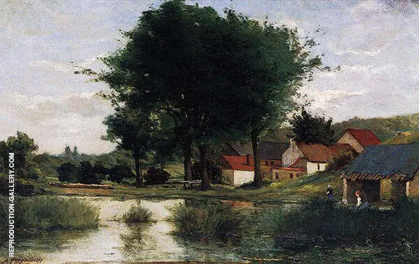 Autumn Landscape, Farm and Pond 1877 By Paul Gauguin