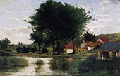 Autumn Landscape, Farm and Pond 1877 By Paul Gauguin